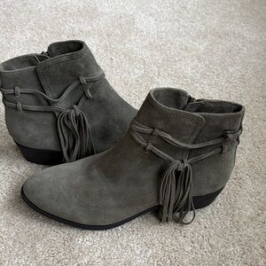 Splendid Suede Ankle Booties - gray/green